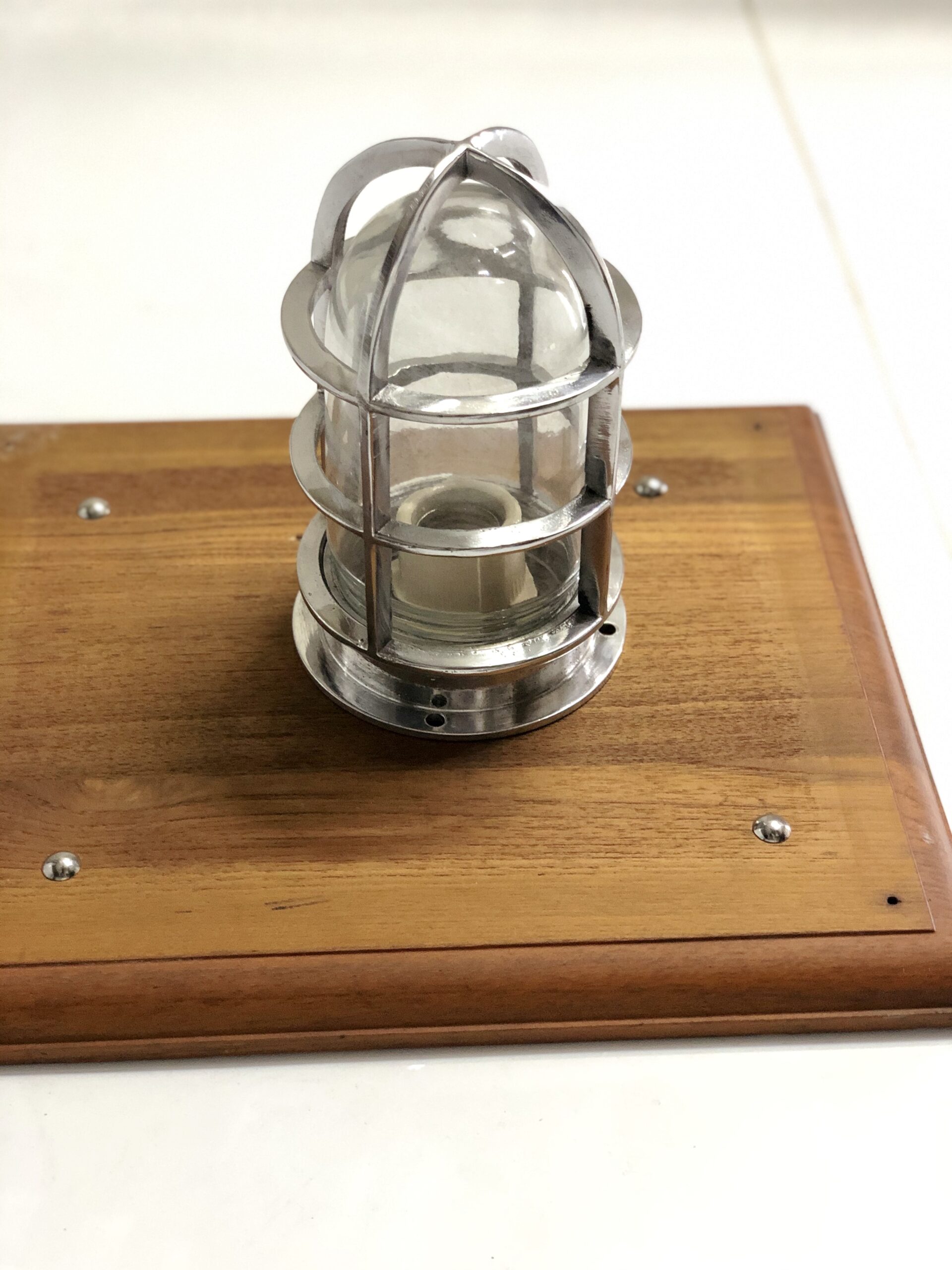 Industrial Wall/Ceiling Cage Light – Silver Marine Nautical Aluminium Bulkhead