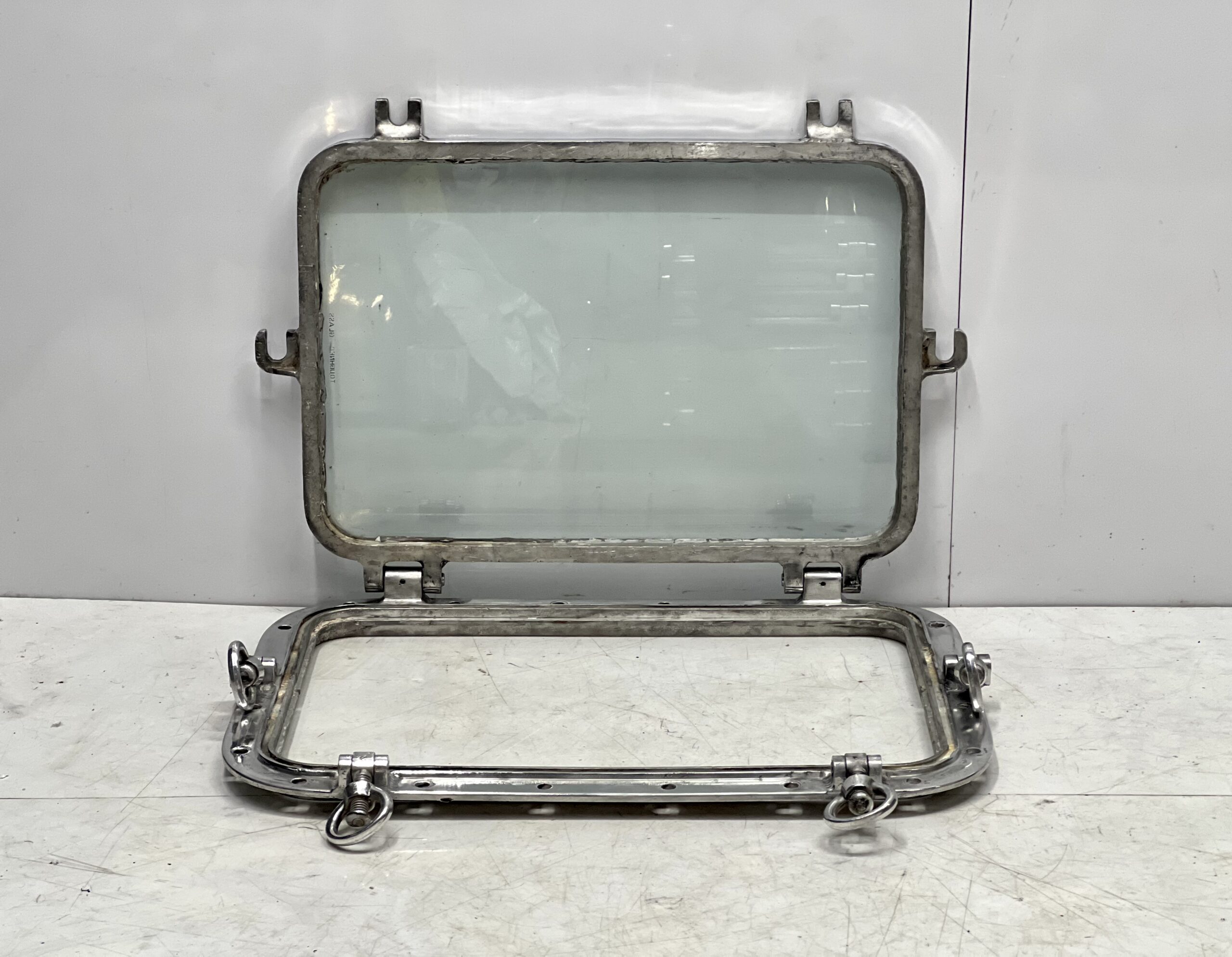 Original Ship Salvaged Vintage Aluminum Square Window Porthole with 4 keys