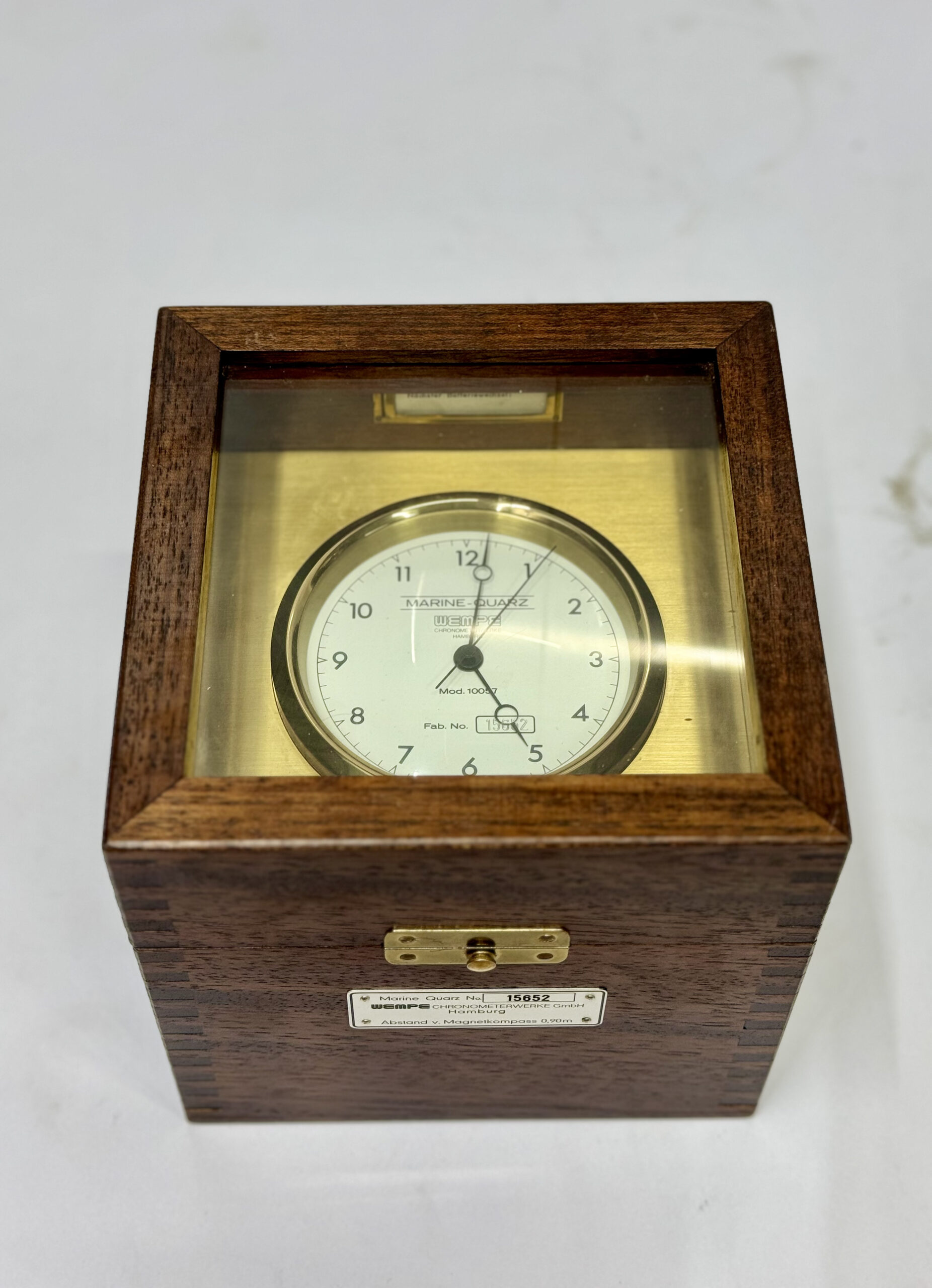 German Made Original Wempe Chronometerwerke Hamburg Marine Quarz Wooden Clock