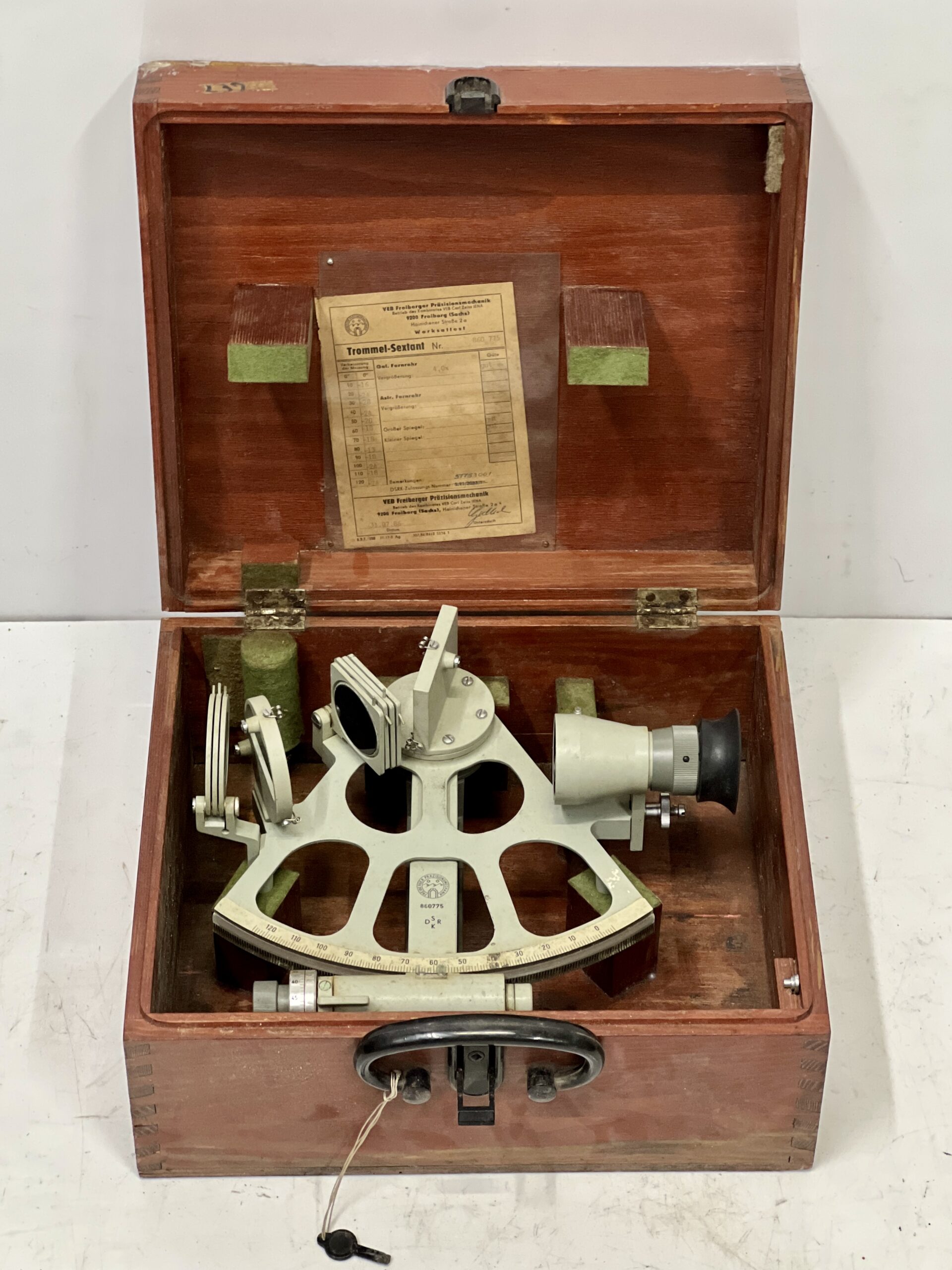 Nautical VEB Freiberger Prazisions Mechanik Trommel Maritime Sextant Instrument