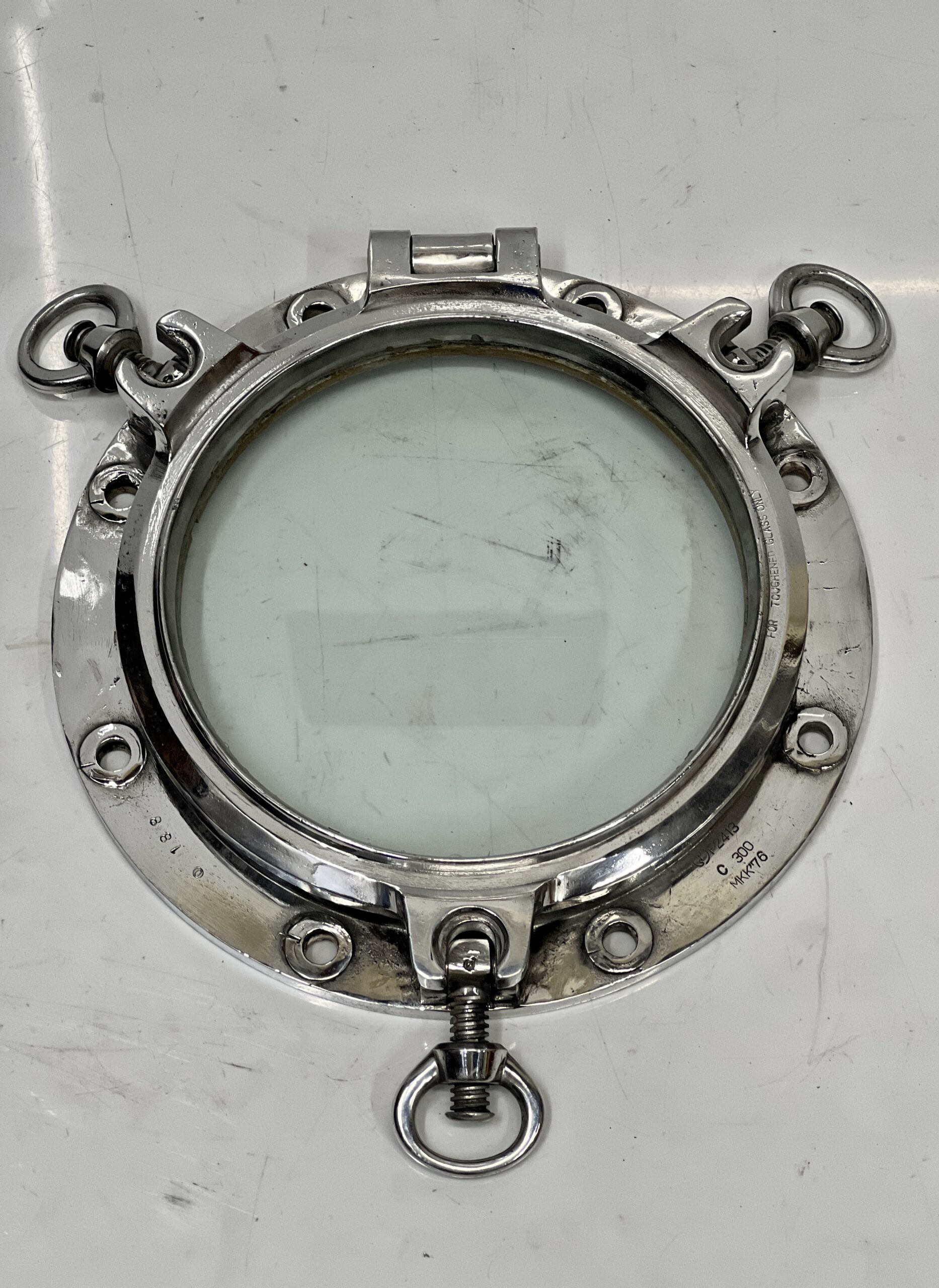 Old Vintage Nautical Silver Aluminum bull’s eye Window Porthole with Three Keys