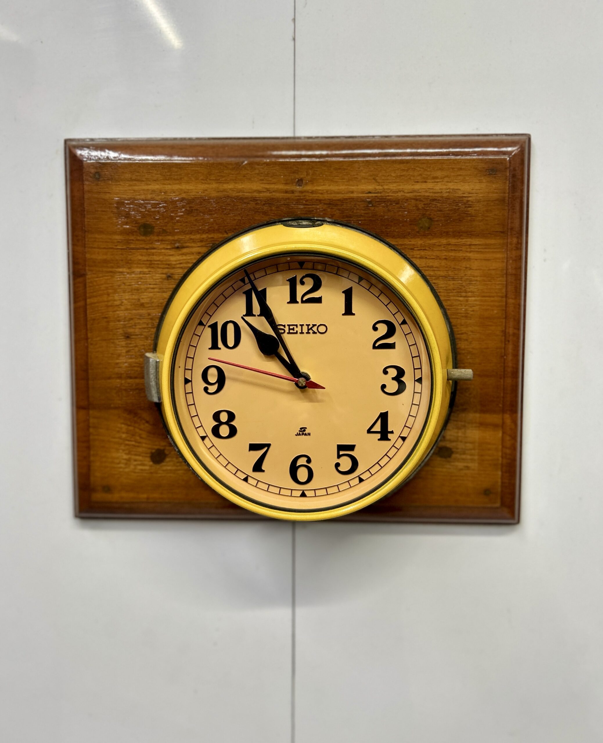 Nautical Antique Old Vintage Design Seiko Quartz Wall Clock – Yellow Paint Coating